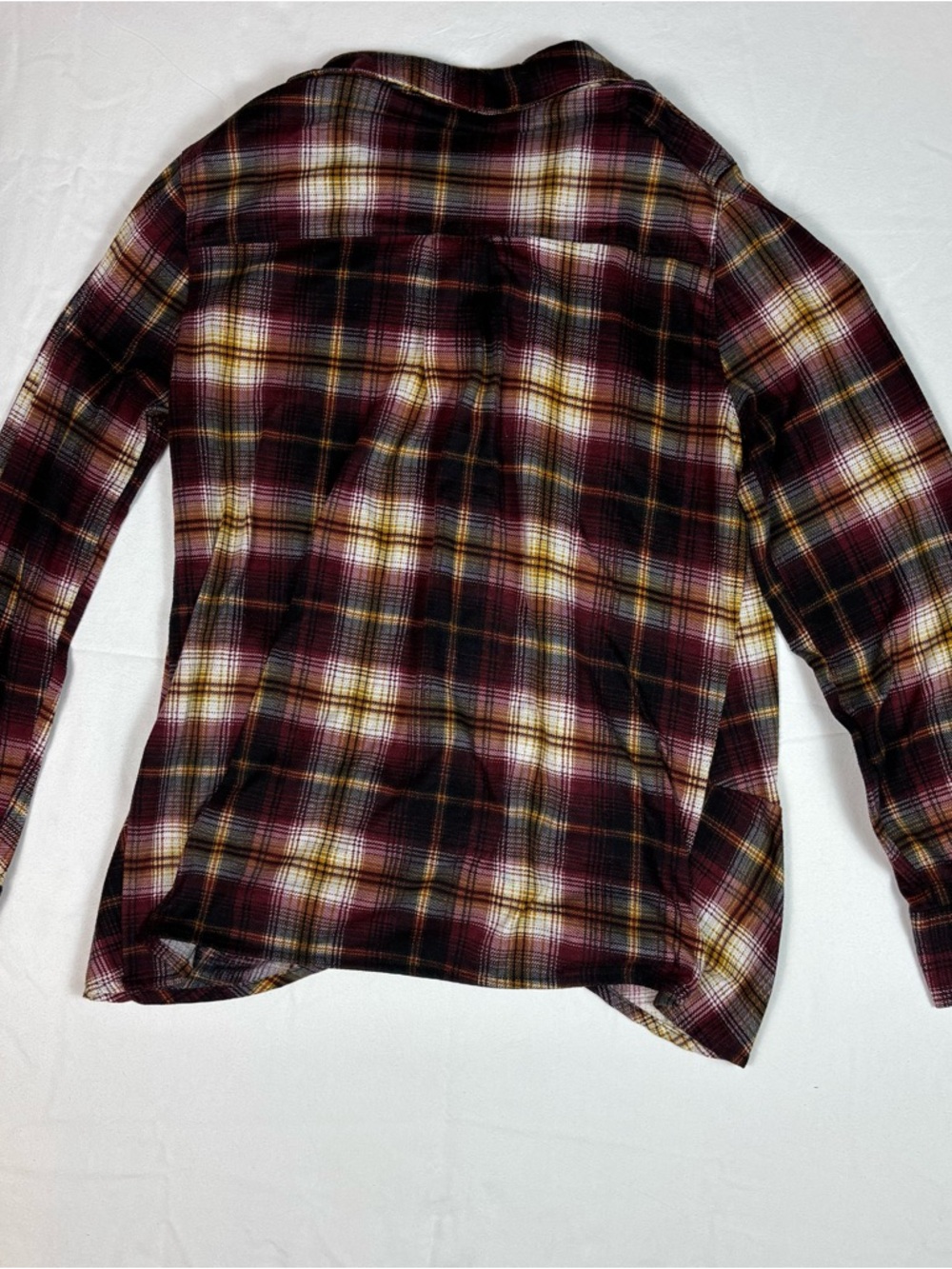 Love Potion Plaid Twist Front Shirt Women’s M Burgundy Long Sleeve Casual Top - Picture 8 of 8